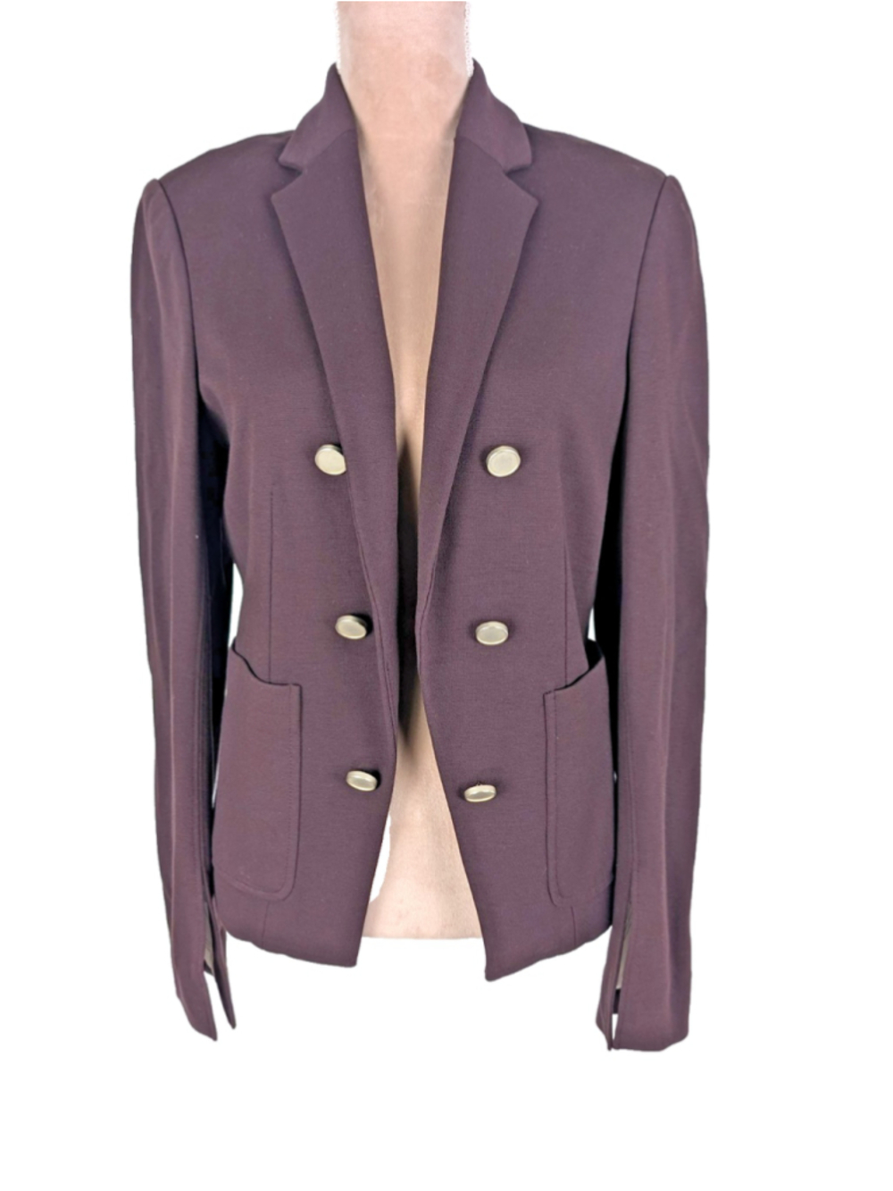 Theory Military Jontia K Fixture Blazer Jacket Burgundy Sz 12 Preppy Equestrian